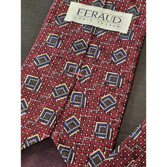 Vintage Louis Feraud Geometric Pattern Silk Tie - Picture 2 of 10
